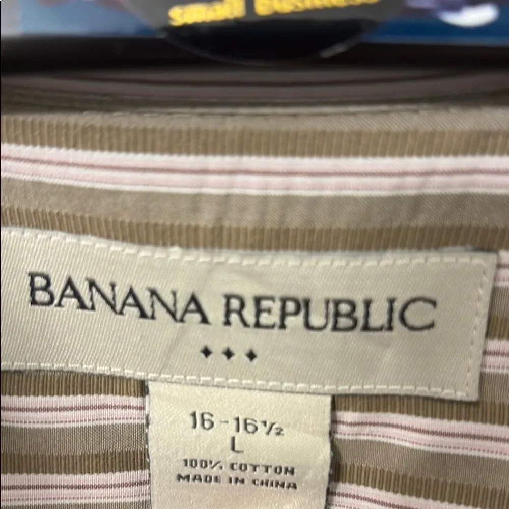 Banana Republic Light Beige Striped Dress Shirt - L